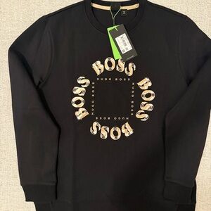 Hugo Boss Black Crewneck Sweater with Gold Accents